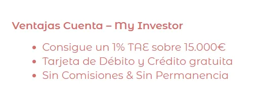 Ventajas cuenta corriente my investor
