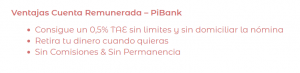 Ventajas cuentas corrientes PiBank